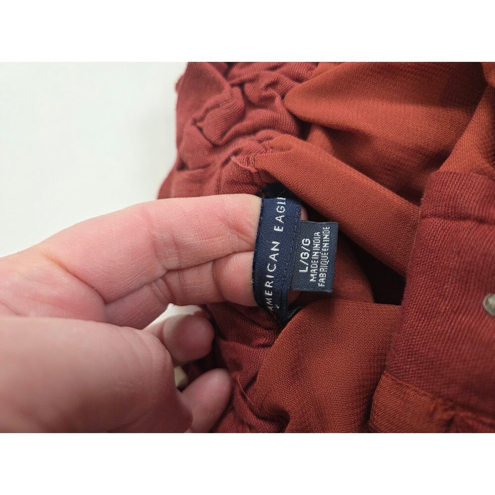 American Eagle Womens Brick Red A Line Linen Blend Lined Mini Skirt Size L - Picture 6 of 7